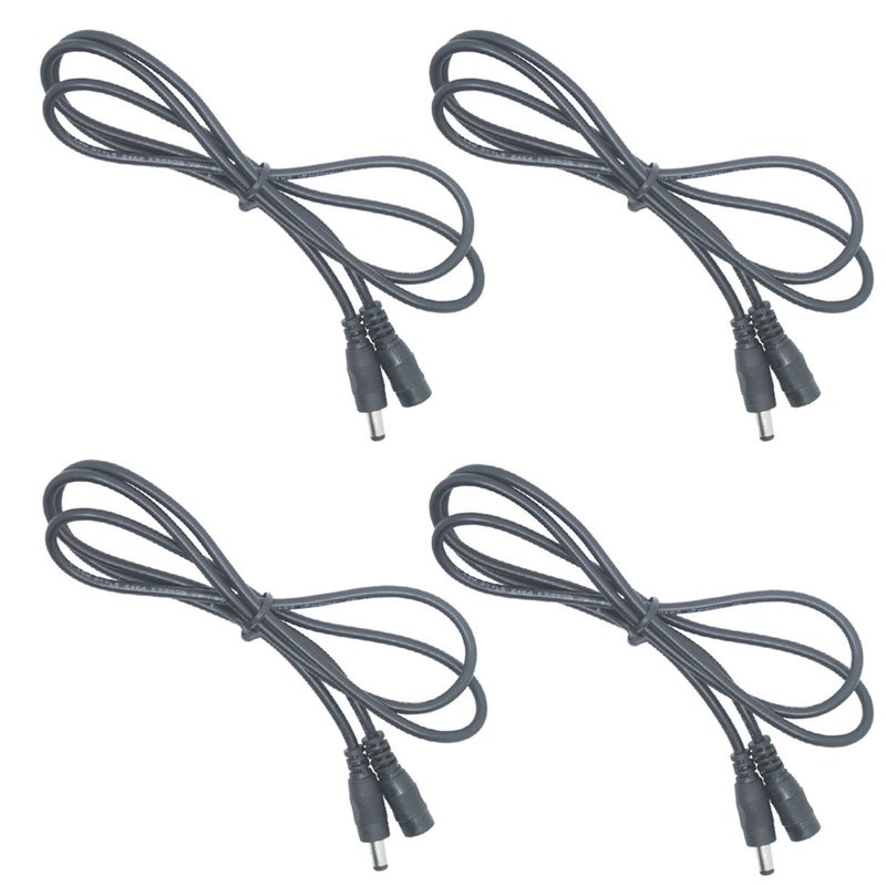 Litever Extension Cable 20 awg 3.3 ft, Extra for Litever LL-008 Series Under Cabinet Lights.5.5mm x 2.1mm DC Plugs, Male to Female, for 5~24VDC LED Light Strips, CCTV; Extension Jumper Cord-(4-Pack) - Image 1
